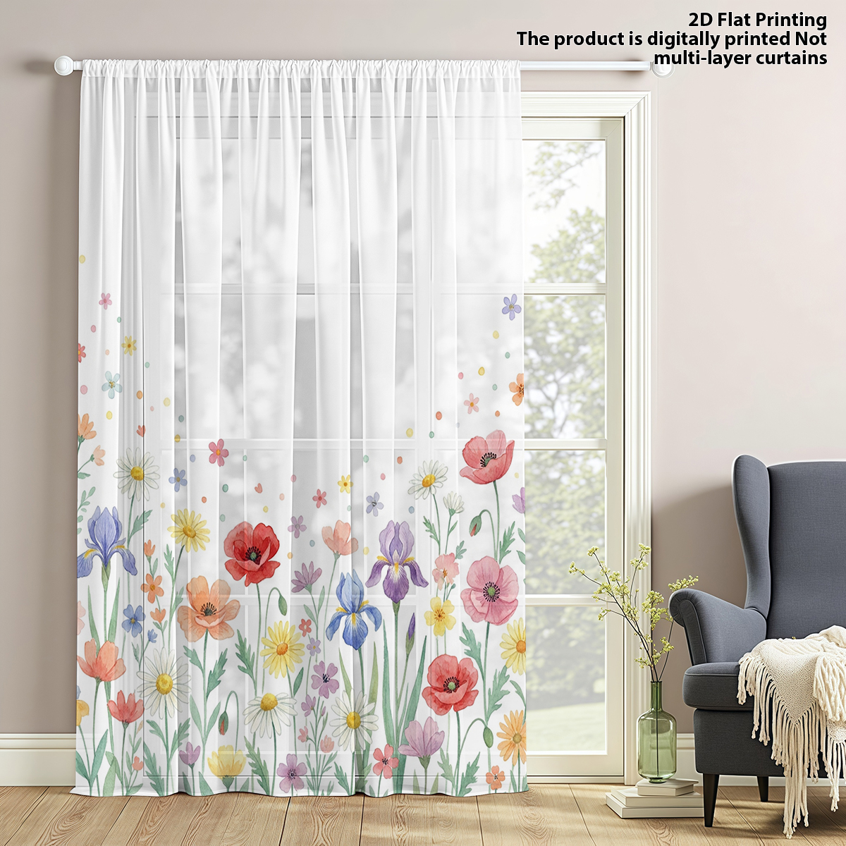 Home Office Rate - Floral Privacy Sheer Curtain,Good Quality Modern