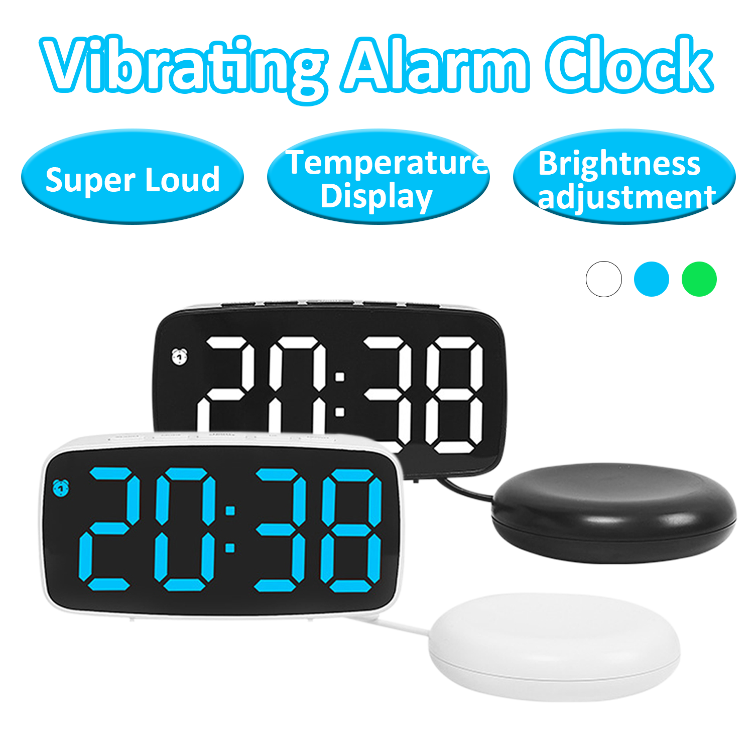 Led Desk Clock - Super Loud Vibrating Alarm Clock LED