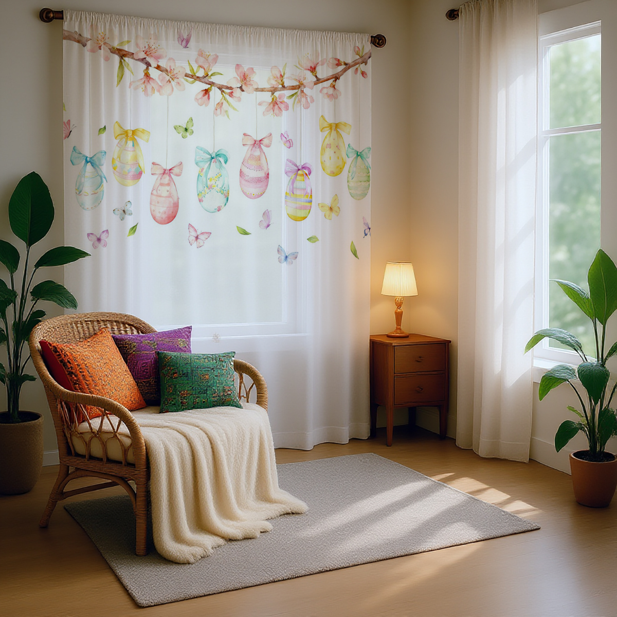 Home Office Rate - 1PC Easter Egg Sheer Curtain -