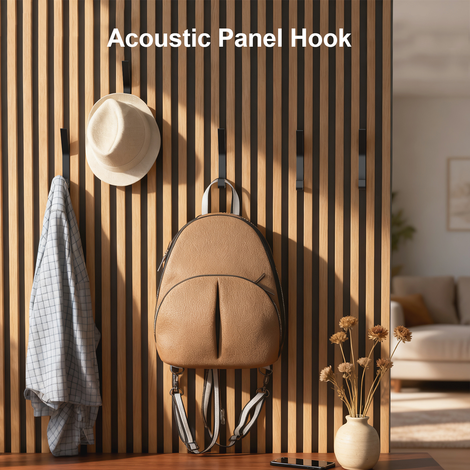 Home Office Studio - 4 Soundproof Panel Hooks - Drill-free