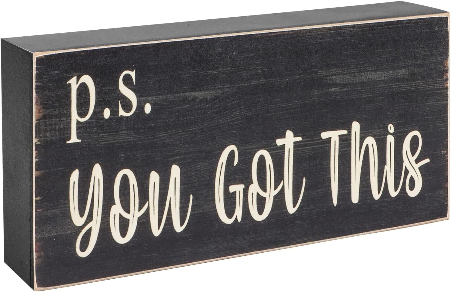 Home Office Image - Motivational Desk Decor Black Wooden Box