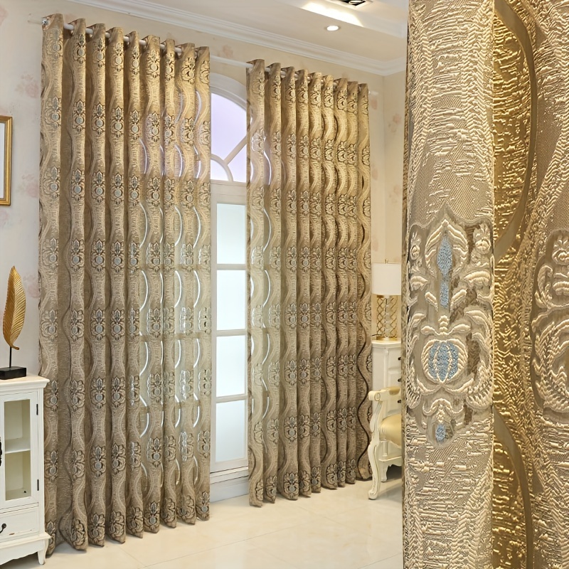 Home Office Rate - 1pc Coffee 3D Embossed Sheer Curtains,
