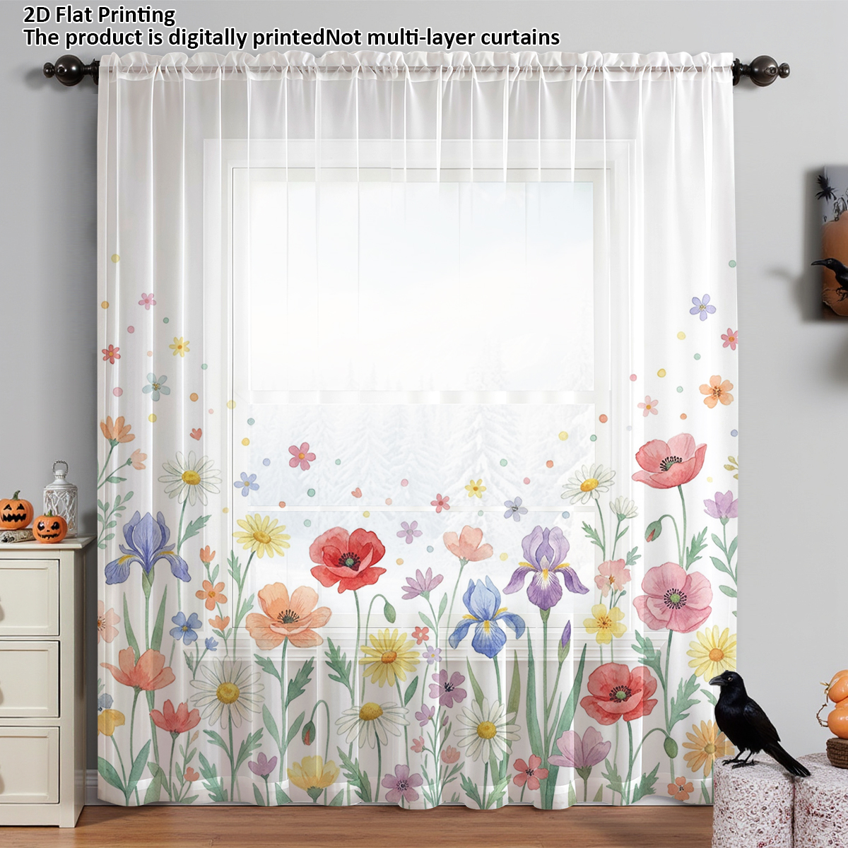 Floral Privacy Sheer Curtain,G - مراجعة Home Office Rate وسعره