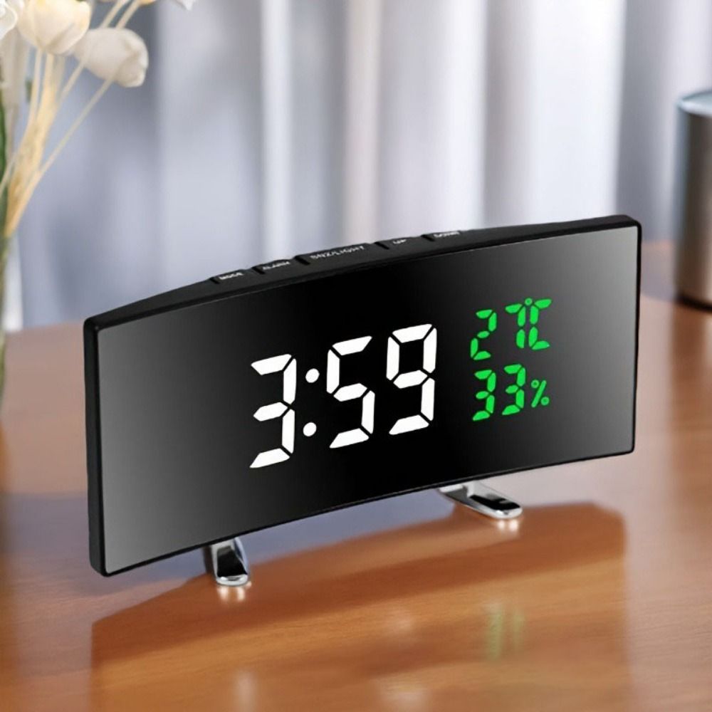 Curved Screen Digital Alarm Cl - مراجعة Led Desk Clock وسعره