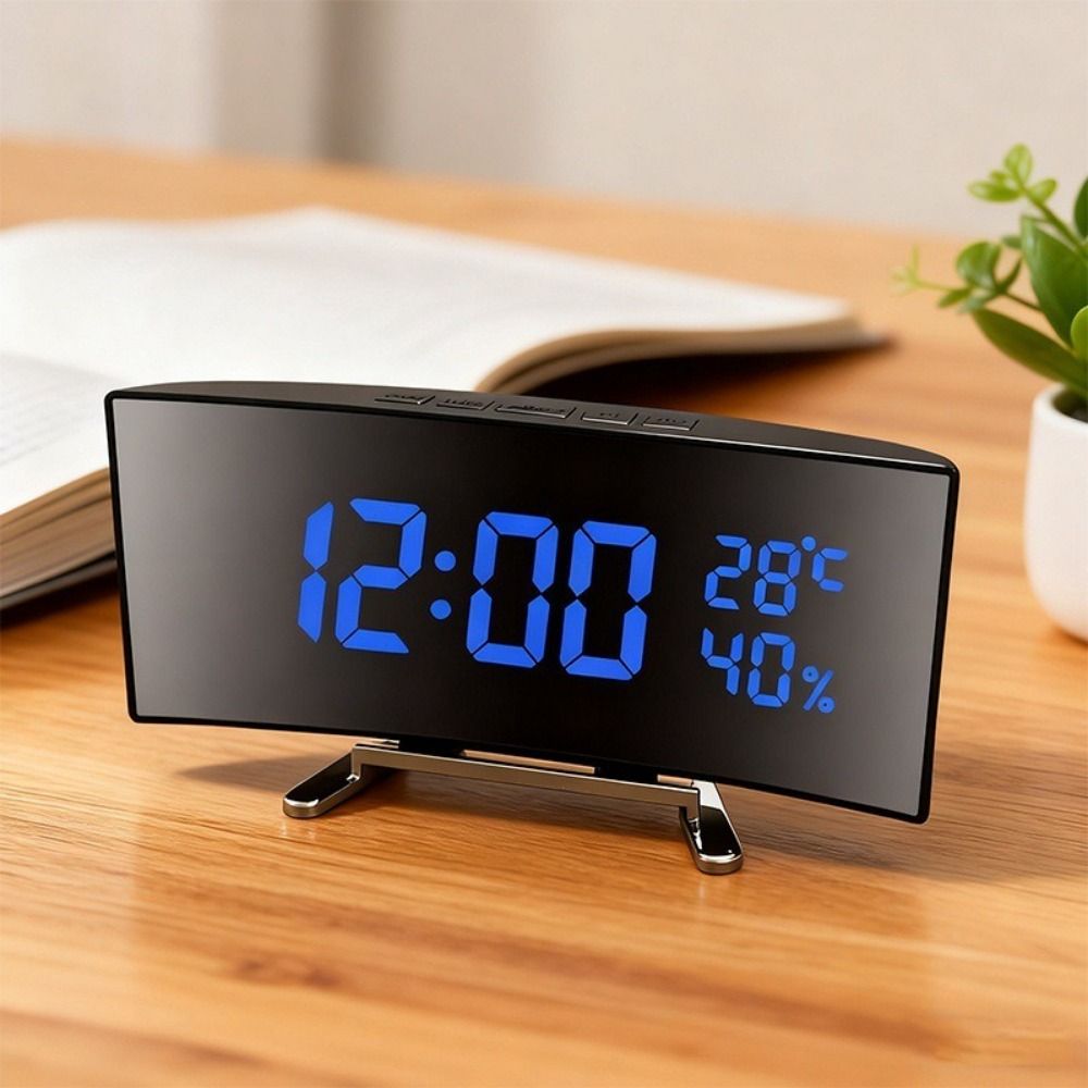 Curved Screen Digital Alarm Cl - مراجعة Led Desk Clock وسعره