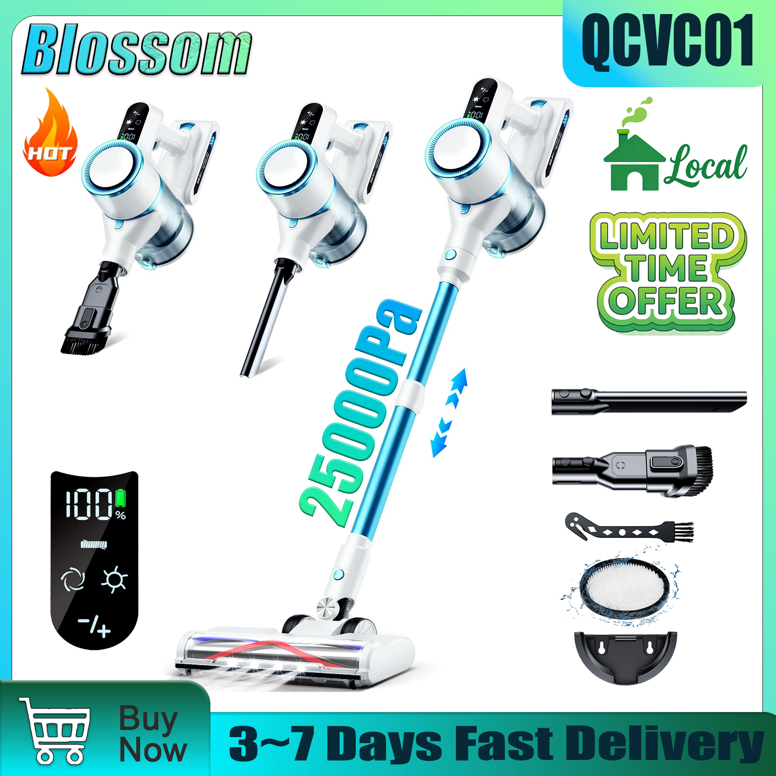 Blossom QCVC01 Wireless Vacuum - مراجعة Home Office Kitchen وسعره