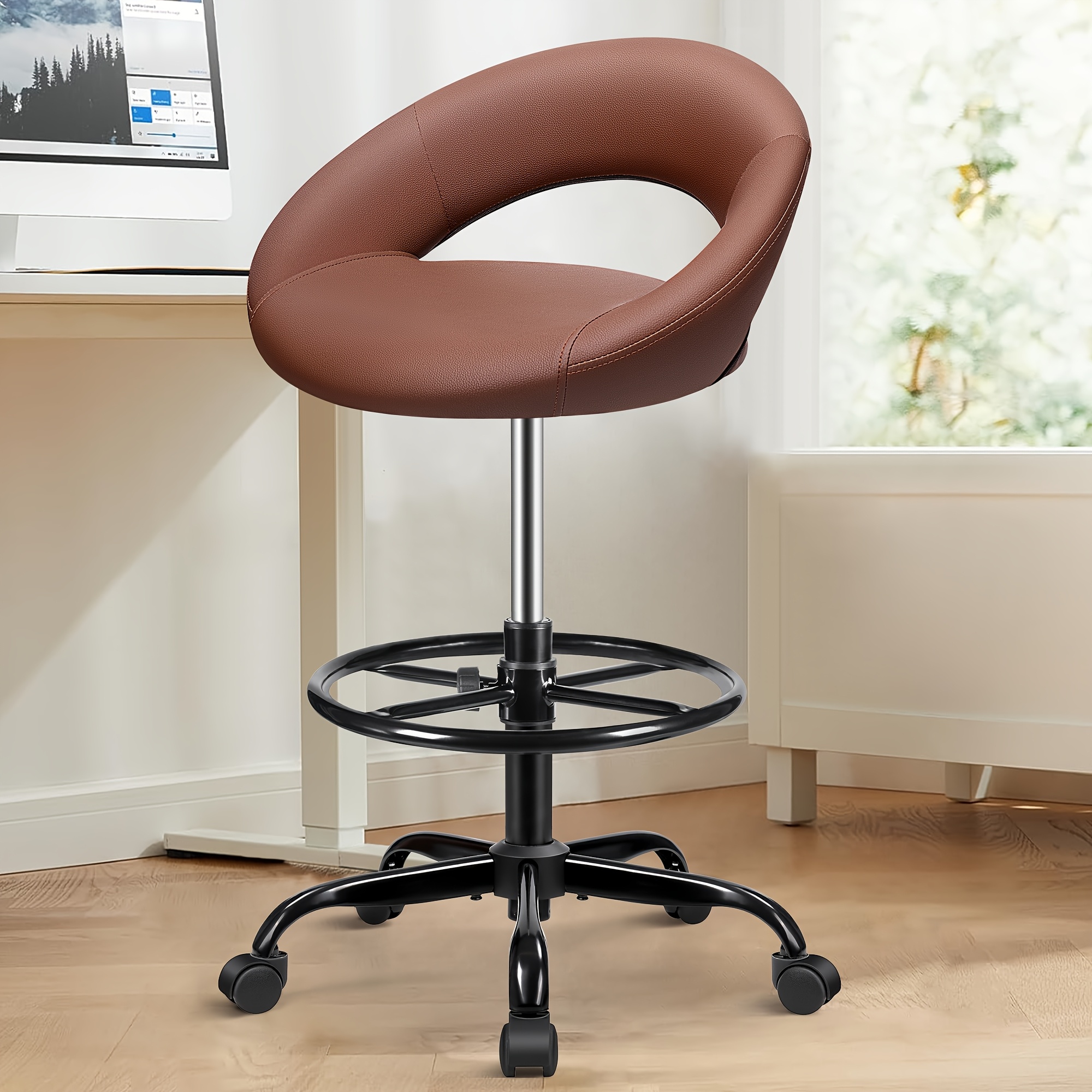 Ergonomic Drafting Chair - PU  - مراجعة Home Office Kitchen وسعره