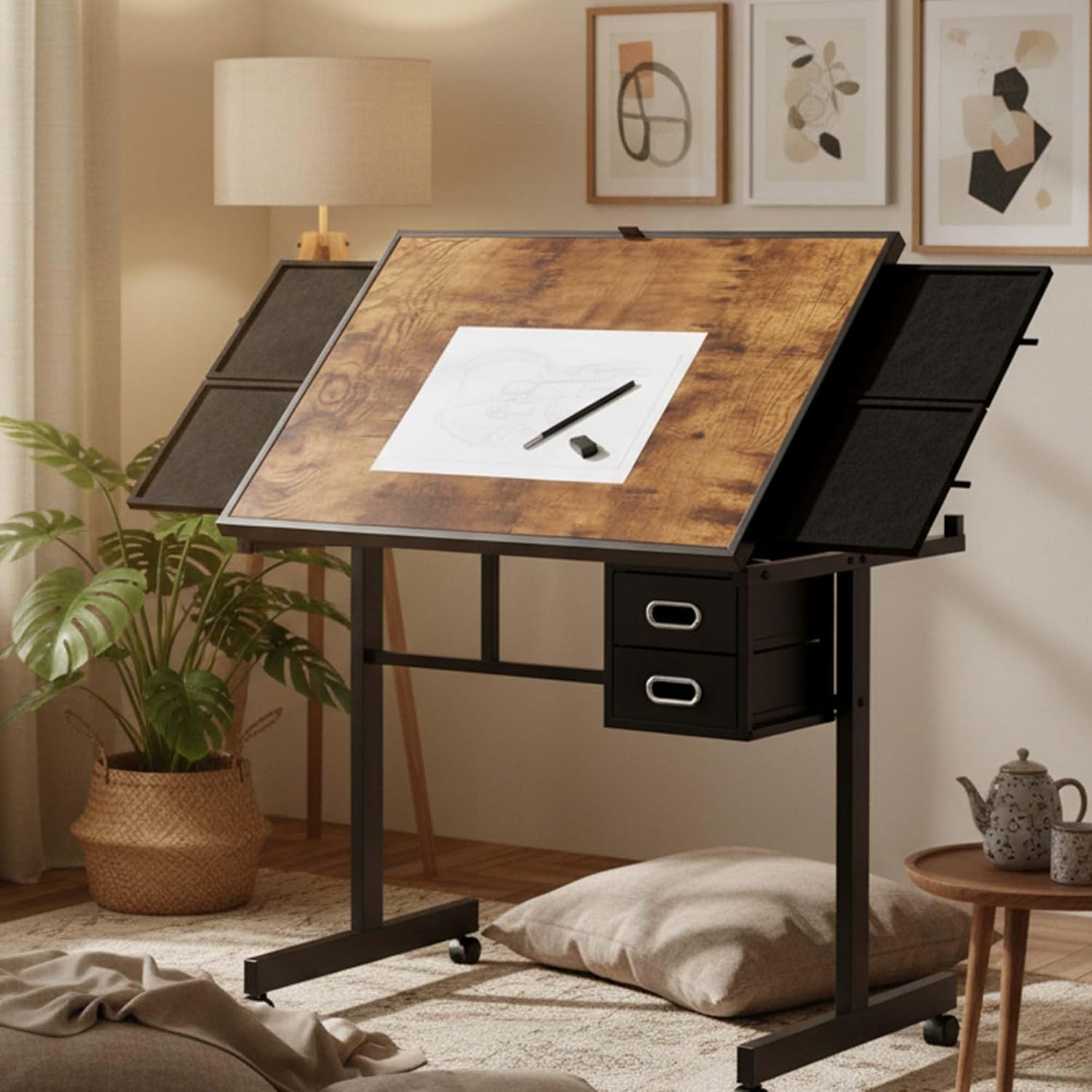 Adjustable Drafting Table with - مراجعة Home Office Studio وسعره