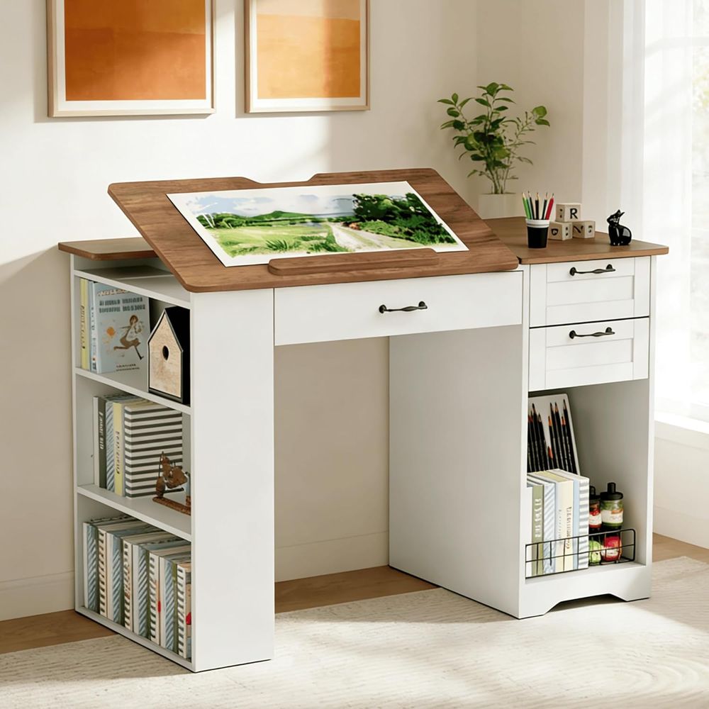Adjustable Desk with Storage a - مراجعة Home Office Work وسعره