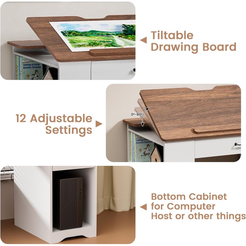 Adjustable Desk with Storage a - مراجعة Home Office Work وسعره