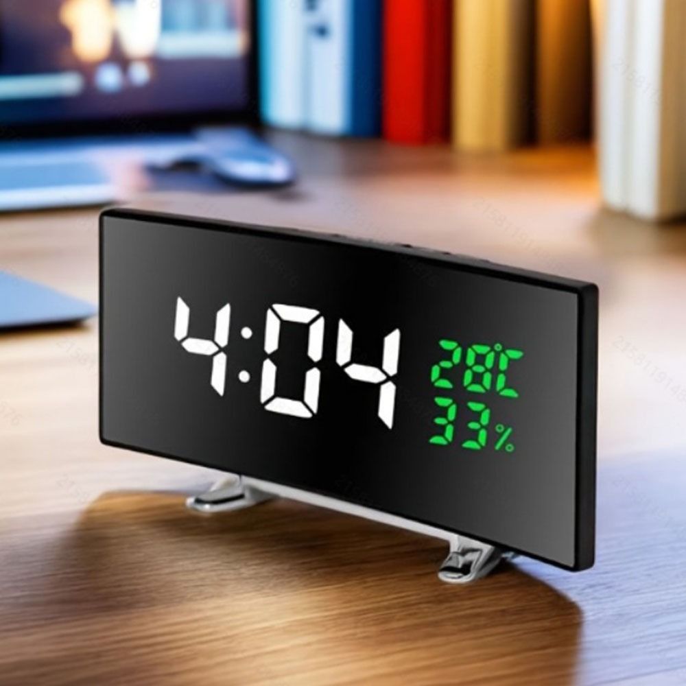 Curved Screen Digital Alarm Cl - مراجعة Led Desk Clock وسعره