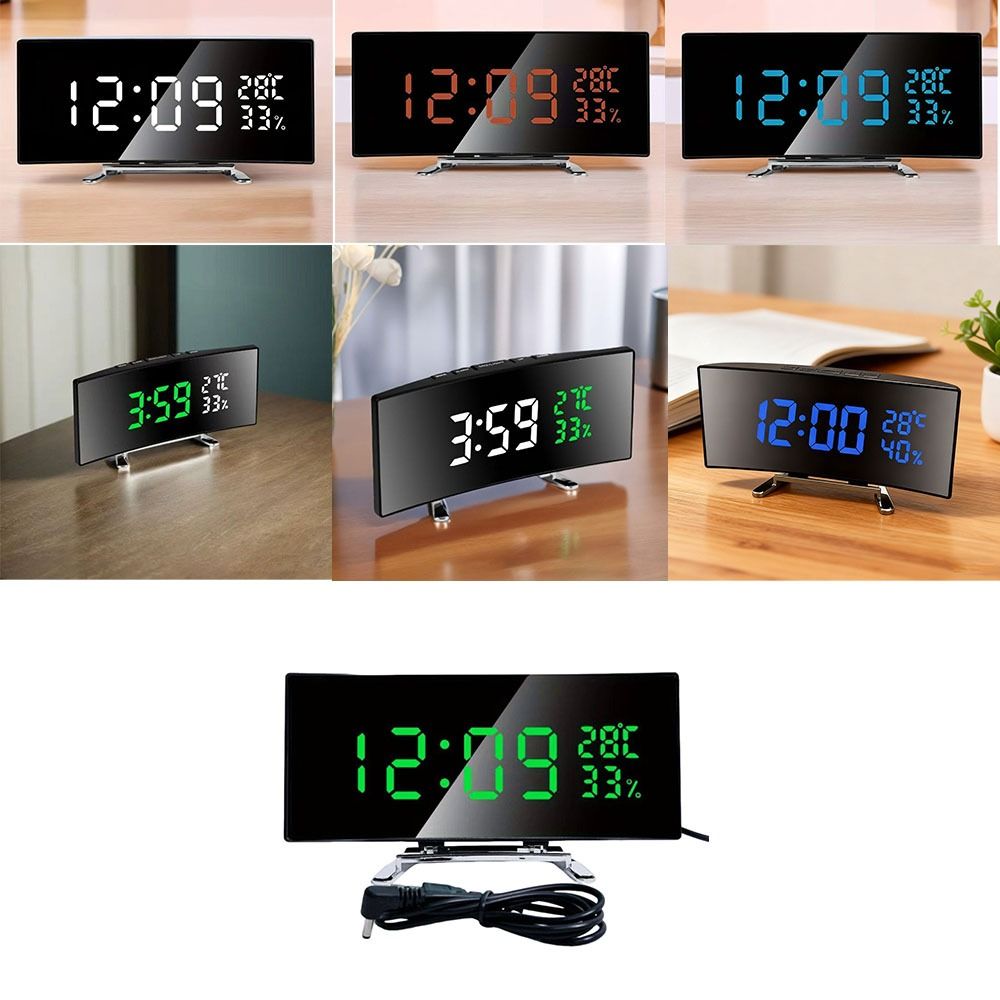 Curved Screen Digital Alarm Cl - مراجعة Led Desk Clock وسعره