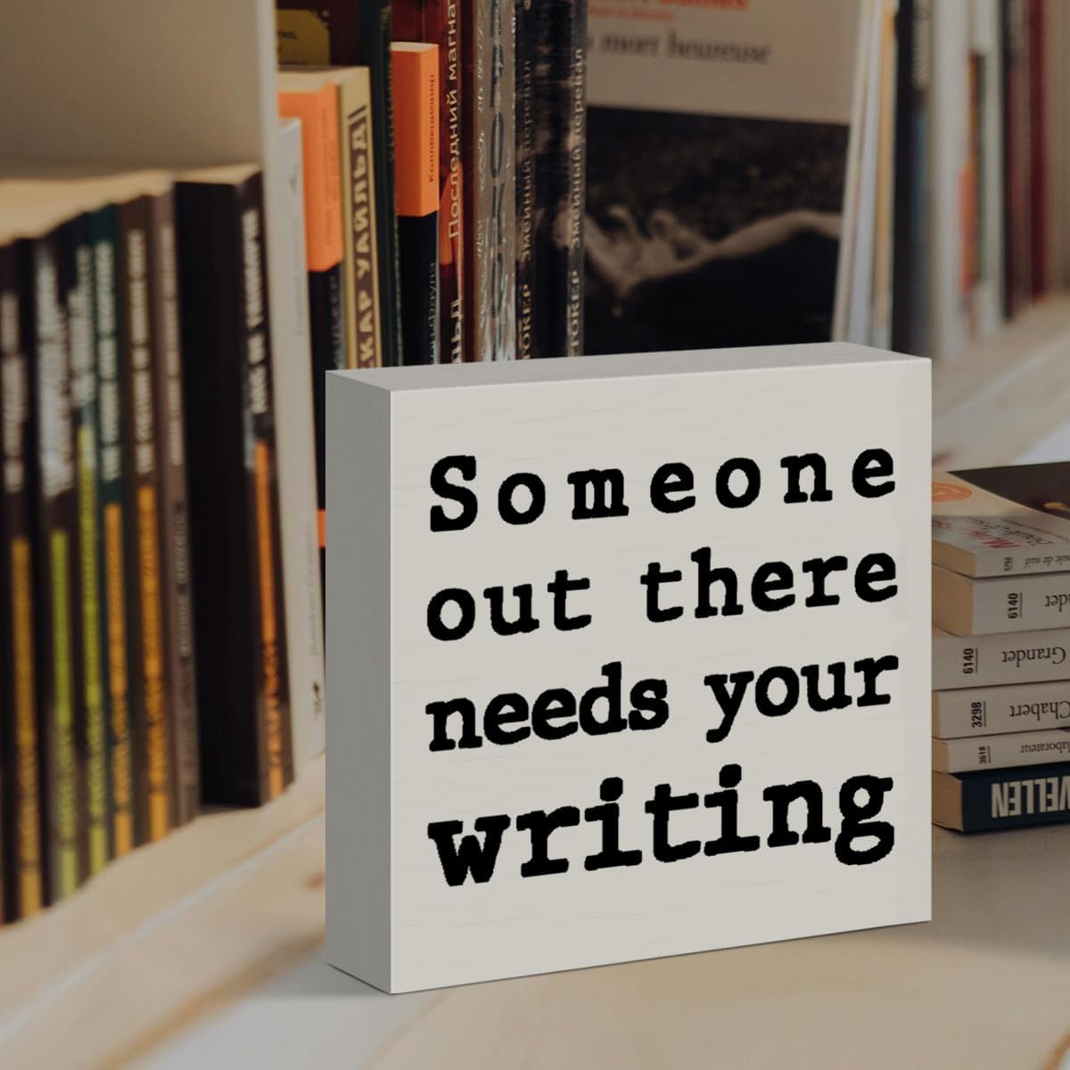 Wooden Box Sign for Writers, N - مراجعة Home Office Image وسعره