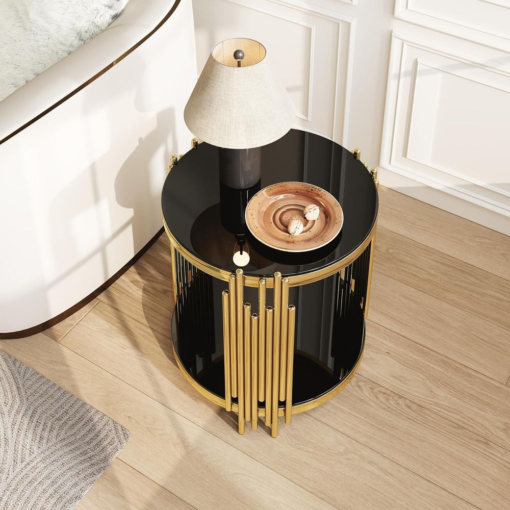 20 Two-Tier Gold Circle Glass  - مراجعة Home Office For Two وسعره