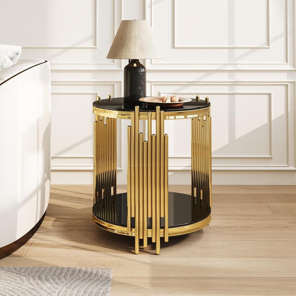 20 Two-Tier Gold Circle Glass  - مراجعة Home Office For Two وسعره