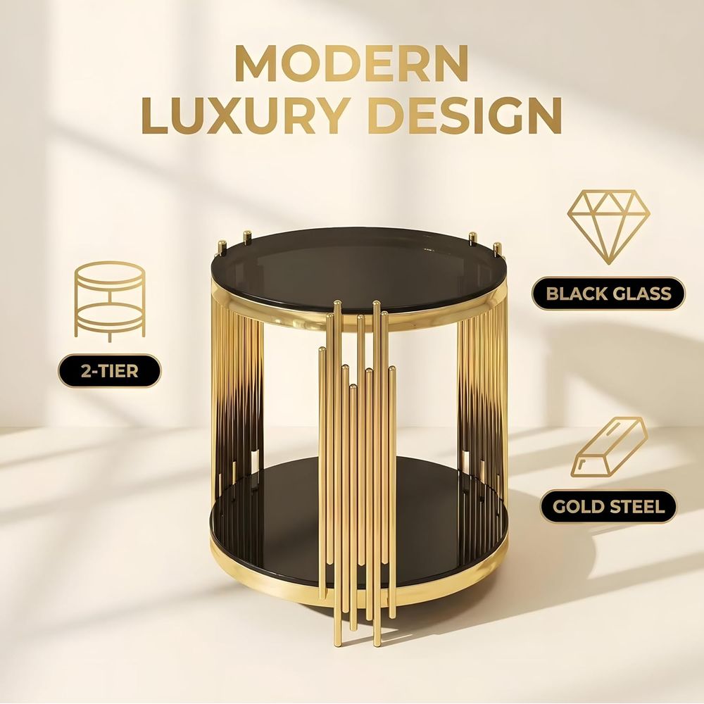 20 Two-Tier Gold Circle Glass  - مراجعة Home Office For Two وسعره