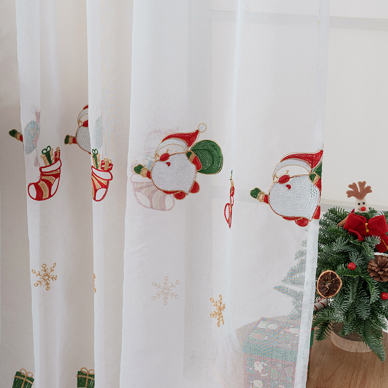 1PC White  Christmas Sheer Cur - مراجعة Home Office Rate وسعره