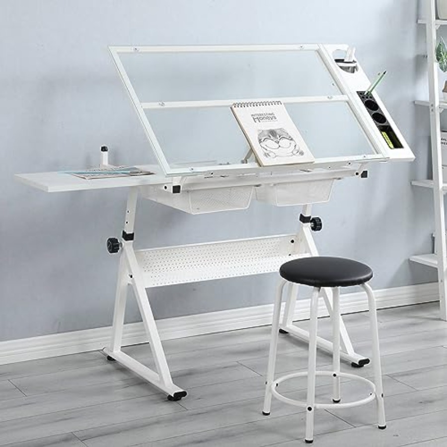 Drafting Table with Stool Mode - مراجعة Home Office Studio وسعره