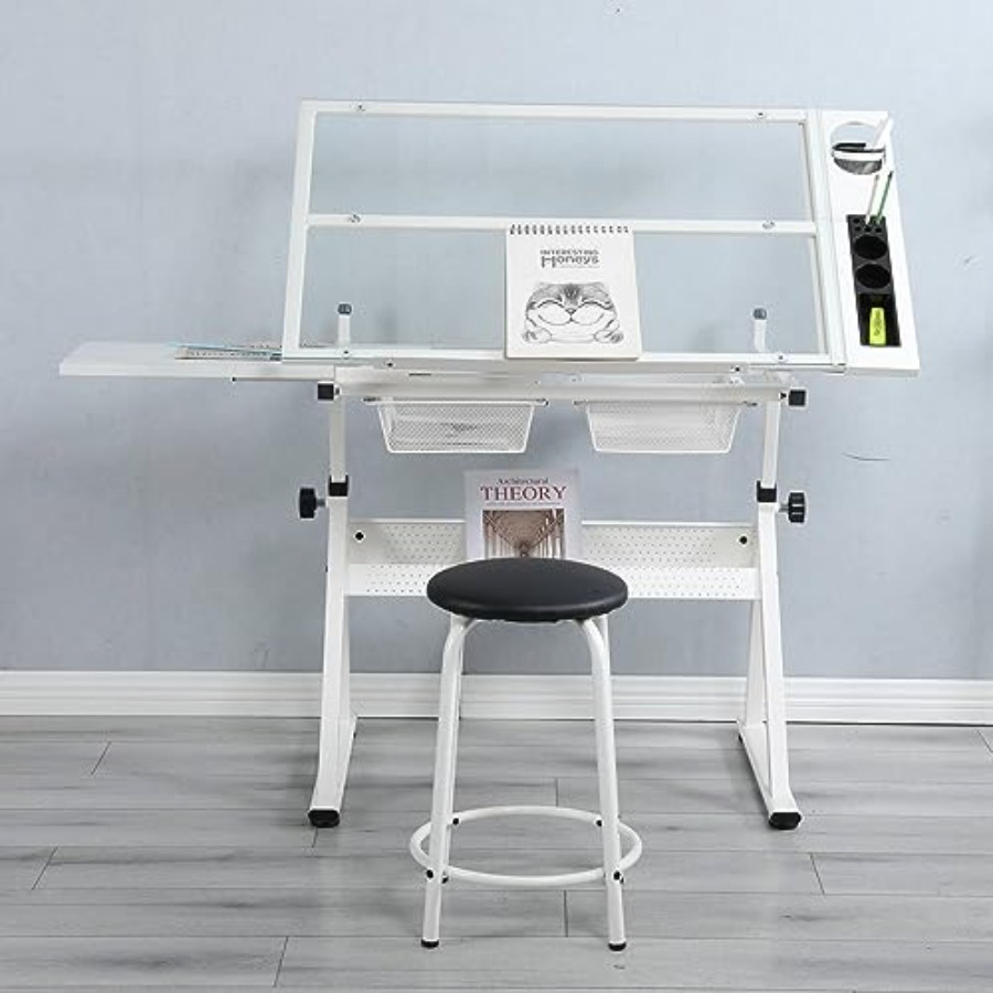 Drafting Table with Stool Mode - مراجعة Home Office Studio وسعره