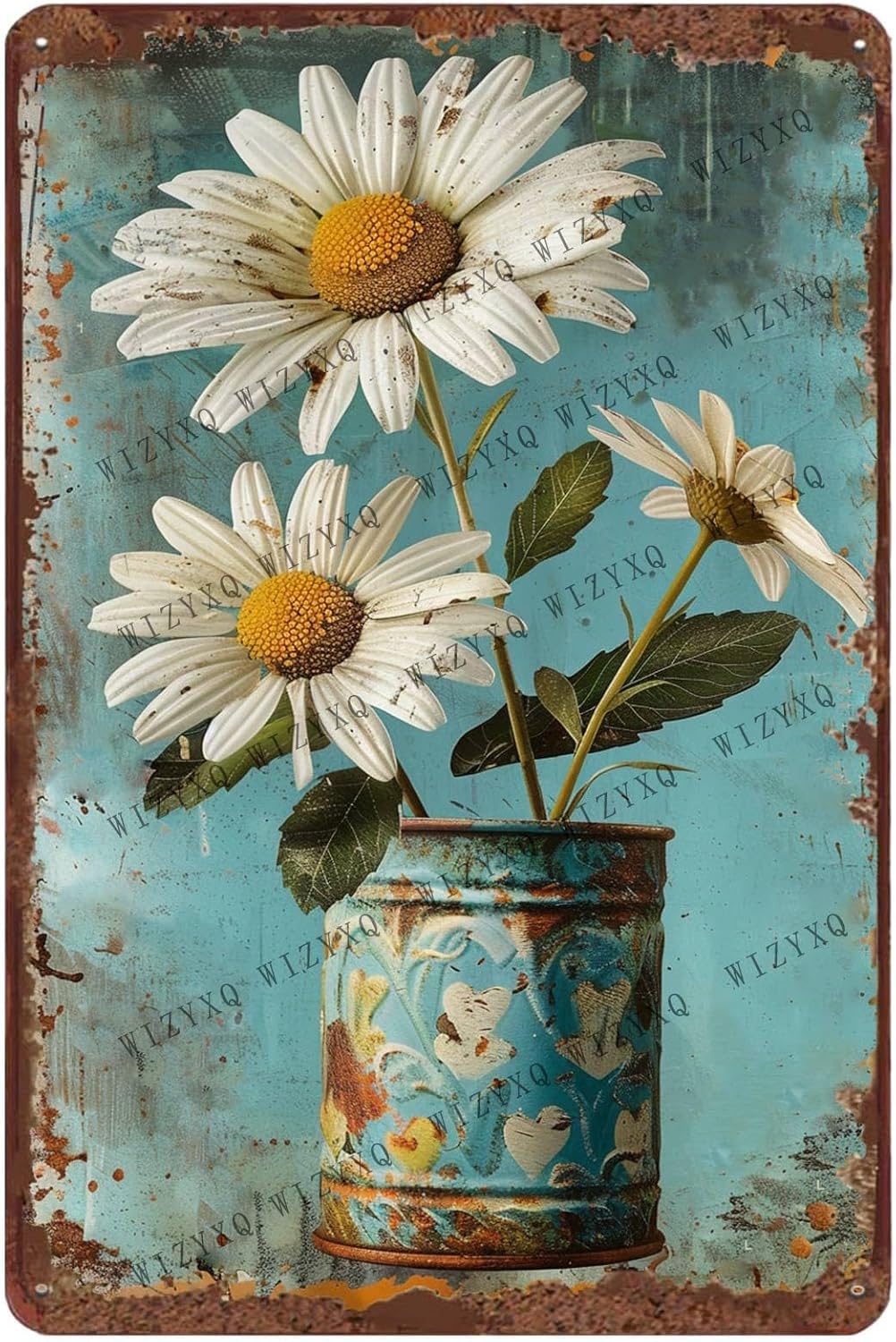 Metal Signs White Daisy Flower - مراجعة Home Office Kitchen وسعره