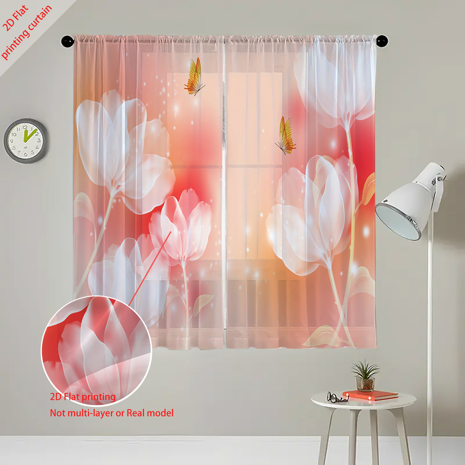 Purple flower printed transpar - مراجعة Home Office Rate وسعره