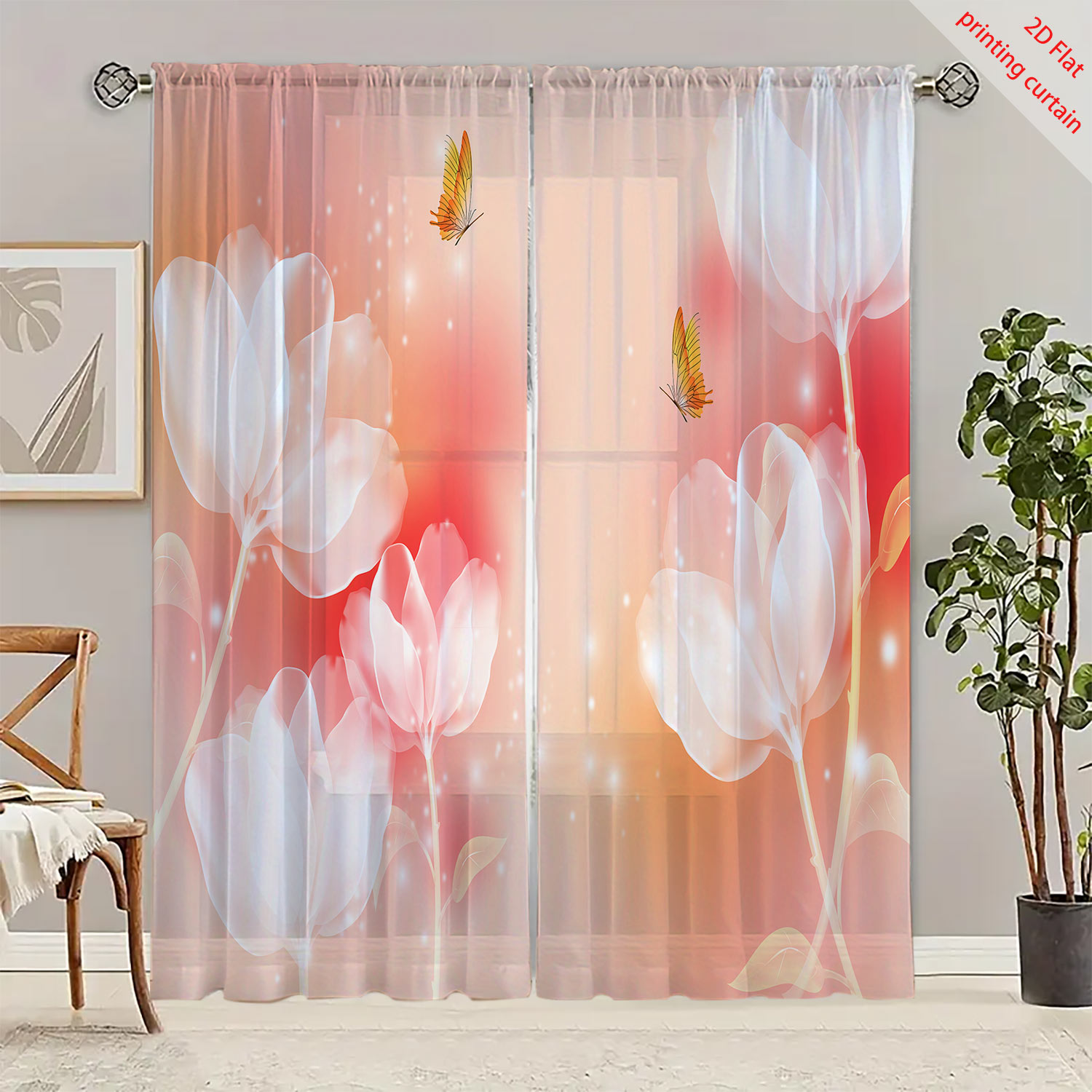 Purple flower printed transpar - مراجعة Home Office Rate وسعره