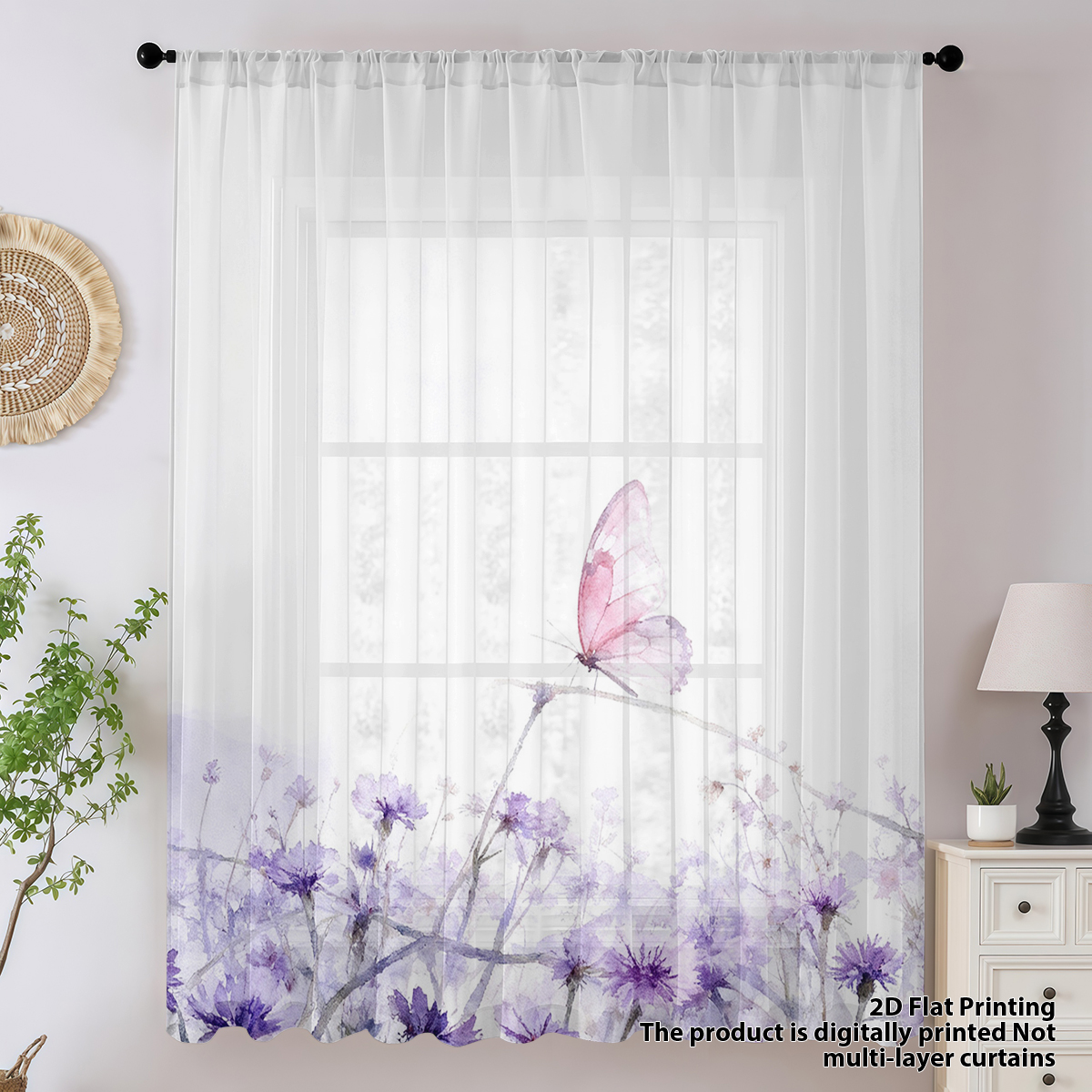 Flower Series Sheer Curtain, G - مراجعة Home Office Rate وسعره