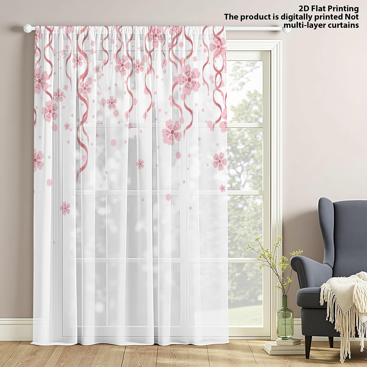 Flower Series Sheer Curtain, G - مراجعة Home Office Rate وسعره
