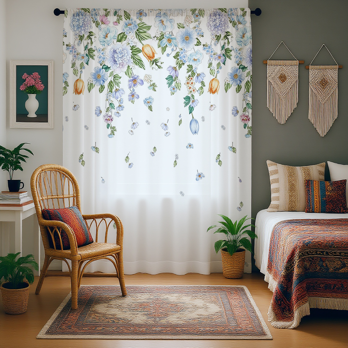 Floral Sheer Curtain, Good Qua - مراجعة Home Office Rate وسعره