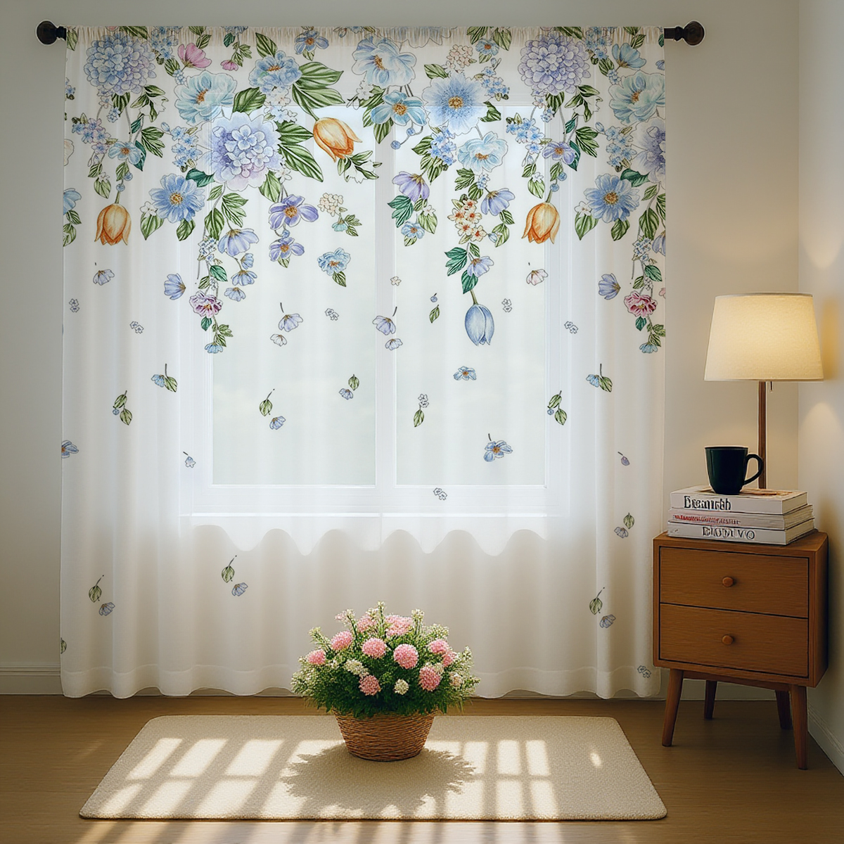 Floral Sheer Curtain, Good Qua - مراجعة Home Office Rate وسعره