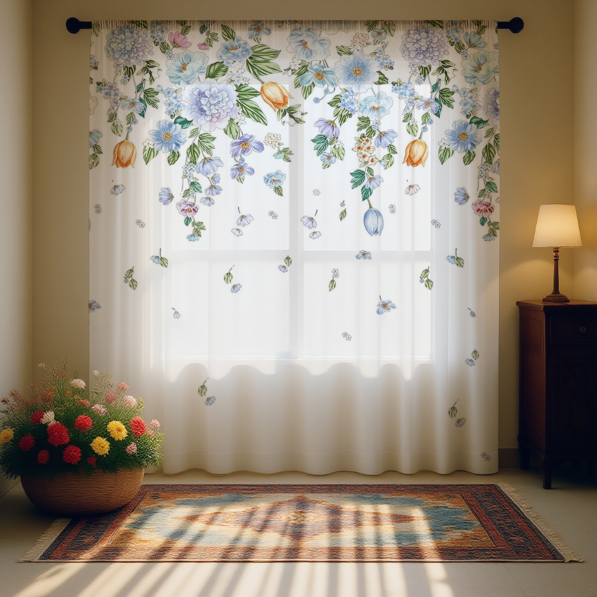 Floral Sheer Curtain, Good Qua - مراجعة Home Office Rate وسعره