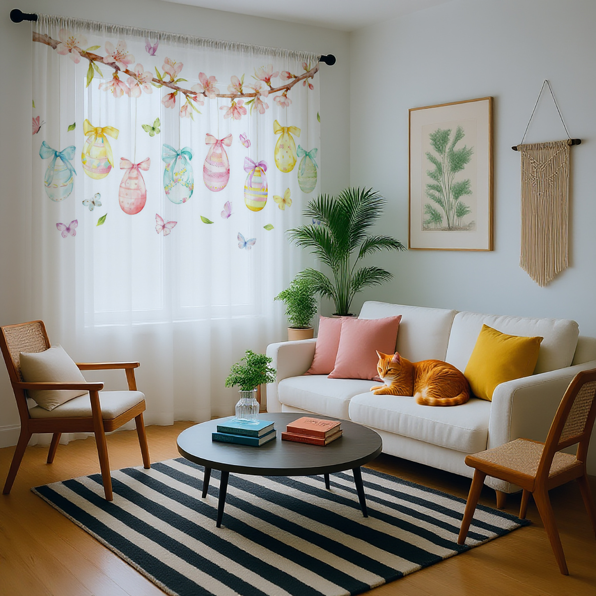 1PC Easter Egg Sheer Curtain - - مراجعة Home Office Rate وسعره
