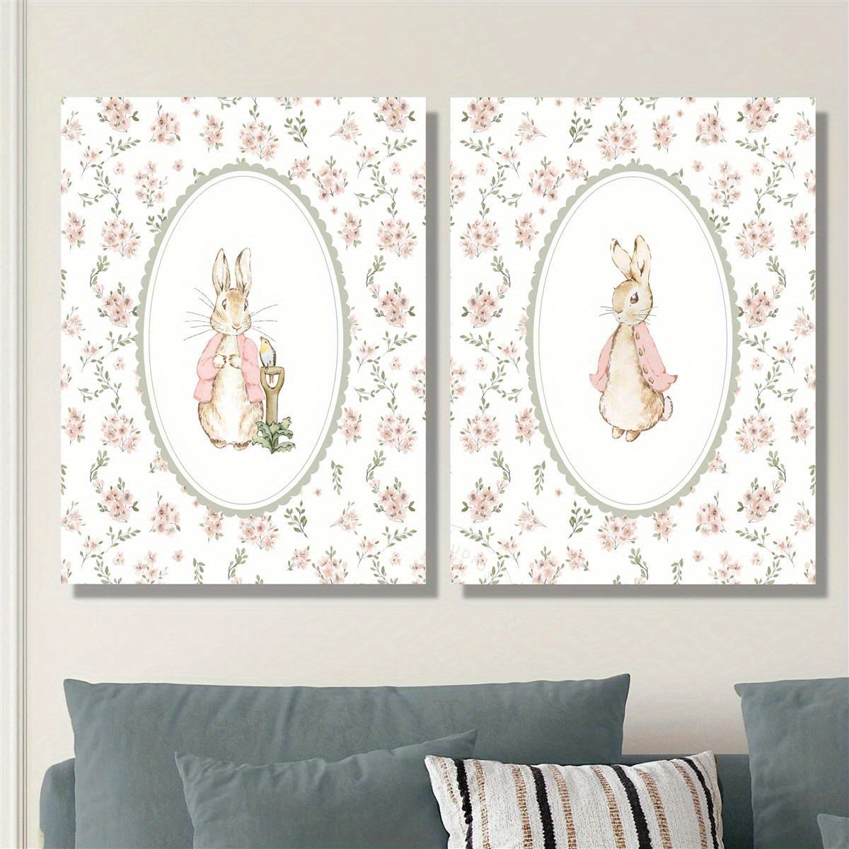 2pcs Retro Easter Rabbit Canva - مراجعة Home Office For Two وسعره
