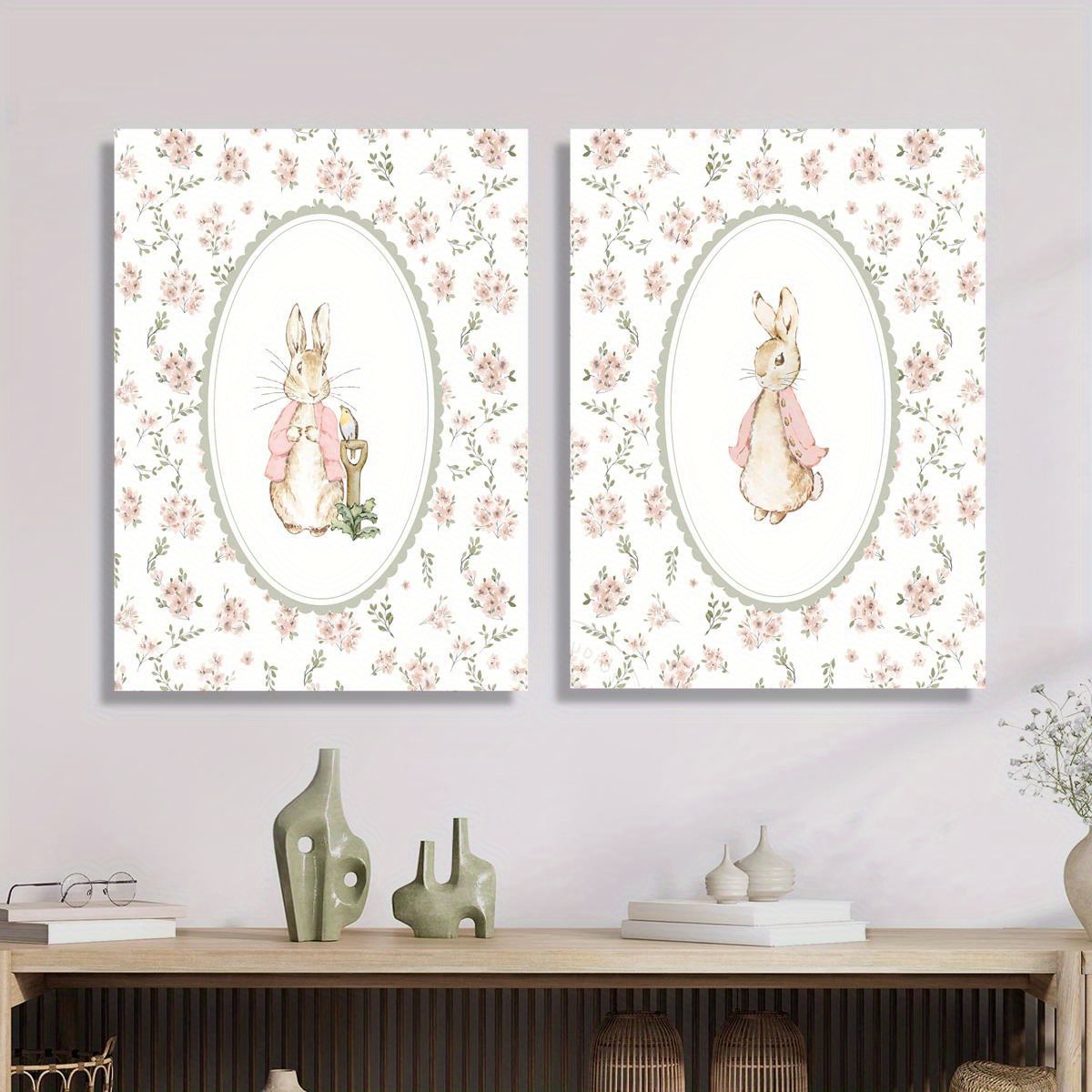 2pcs Retro Easter Rabbit Canva - مراجعة Home Office For Two وسعره