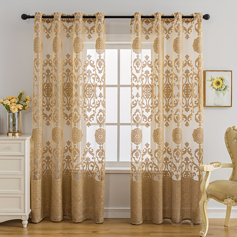 1pc Khaki 3D Embossed Sheer Cu - مراجعة Home Office Rate وسعره