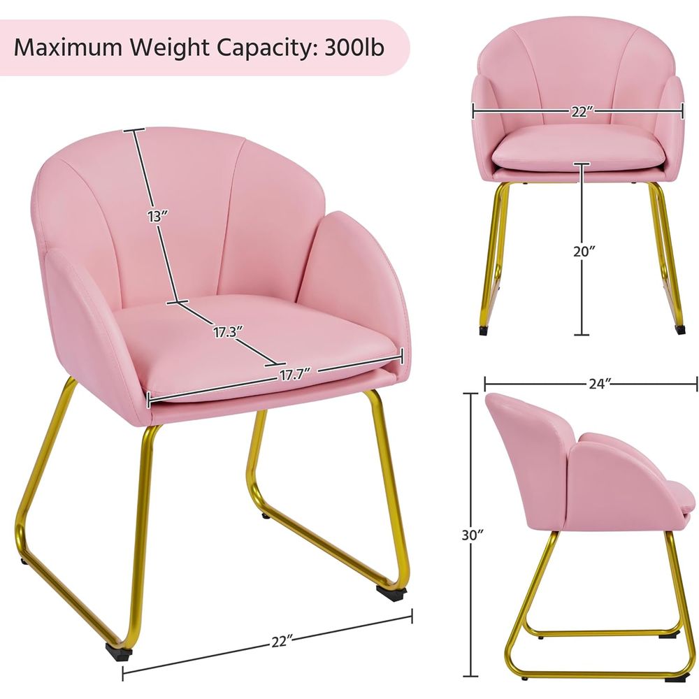 Pink PU Leather Vanity Chair w - مراجعة Home Office Kitchen وسعره
