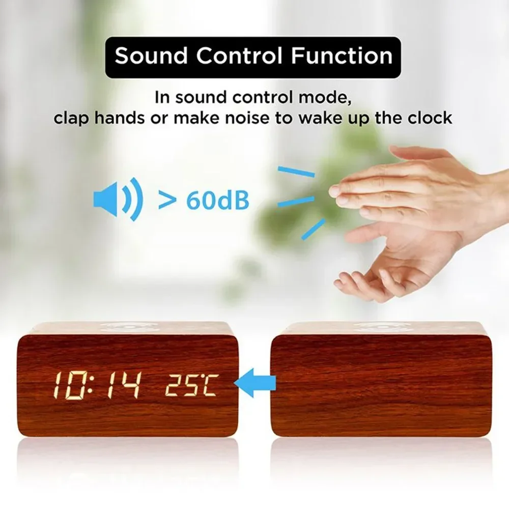 Alarm Clock LED Digital Wooden - مراجعة Led Desk Clock وسعره
