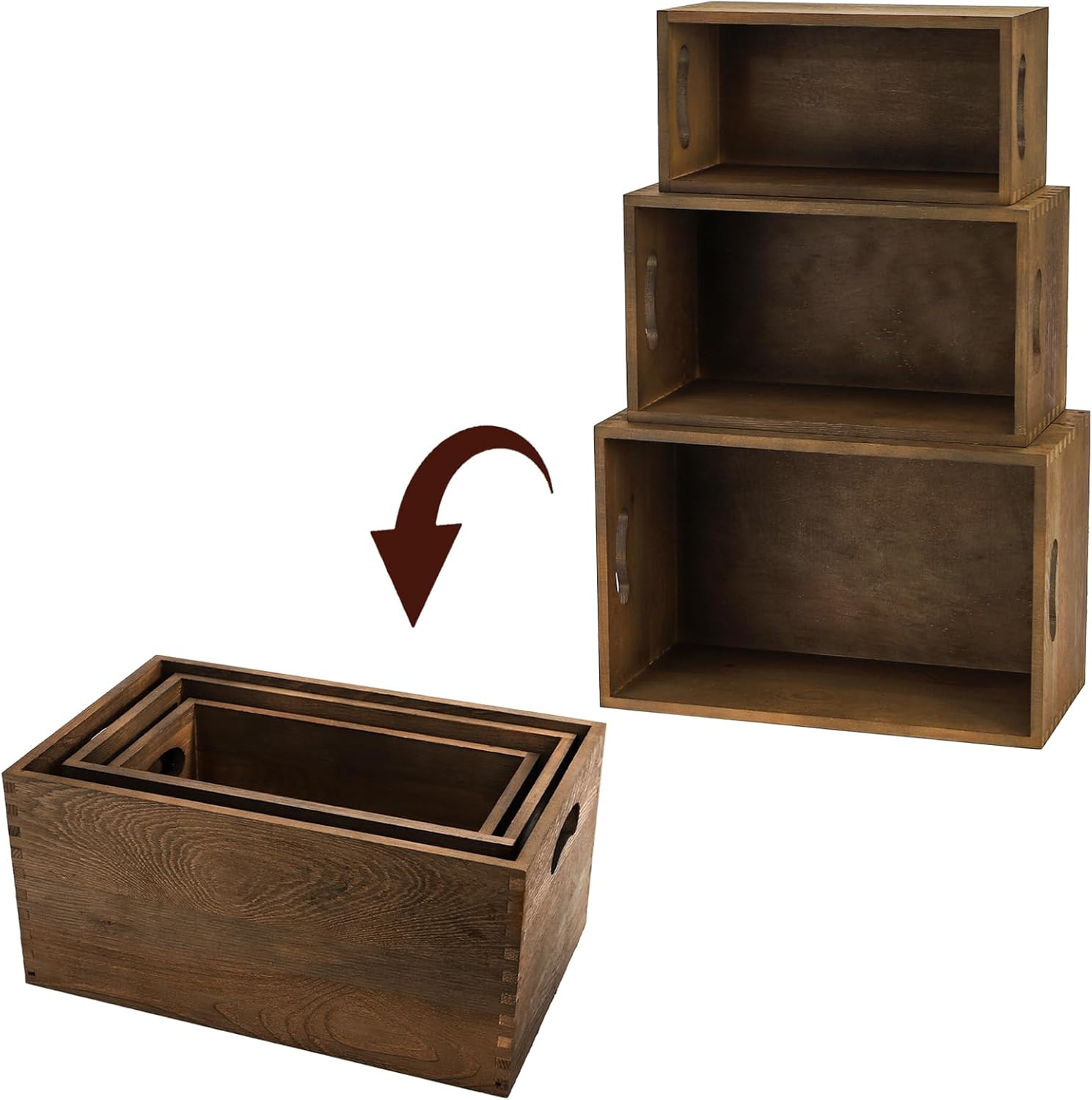 Set of 3 Nesting Wooden Crates - مراجعة Home Office Image وسعره