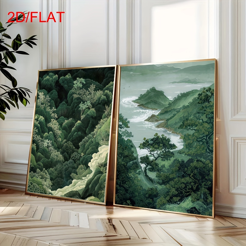 2pcs Modern Green Forest Mount - مراجعة Home Office For Two وسعره