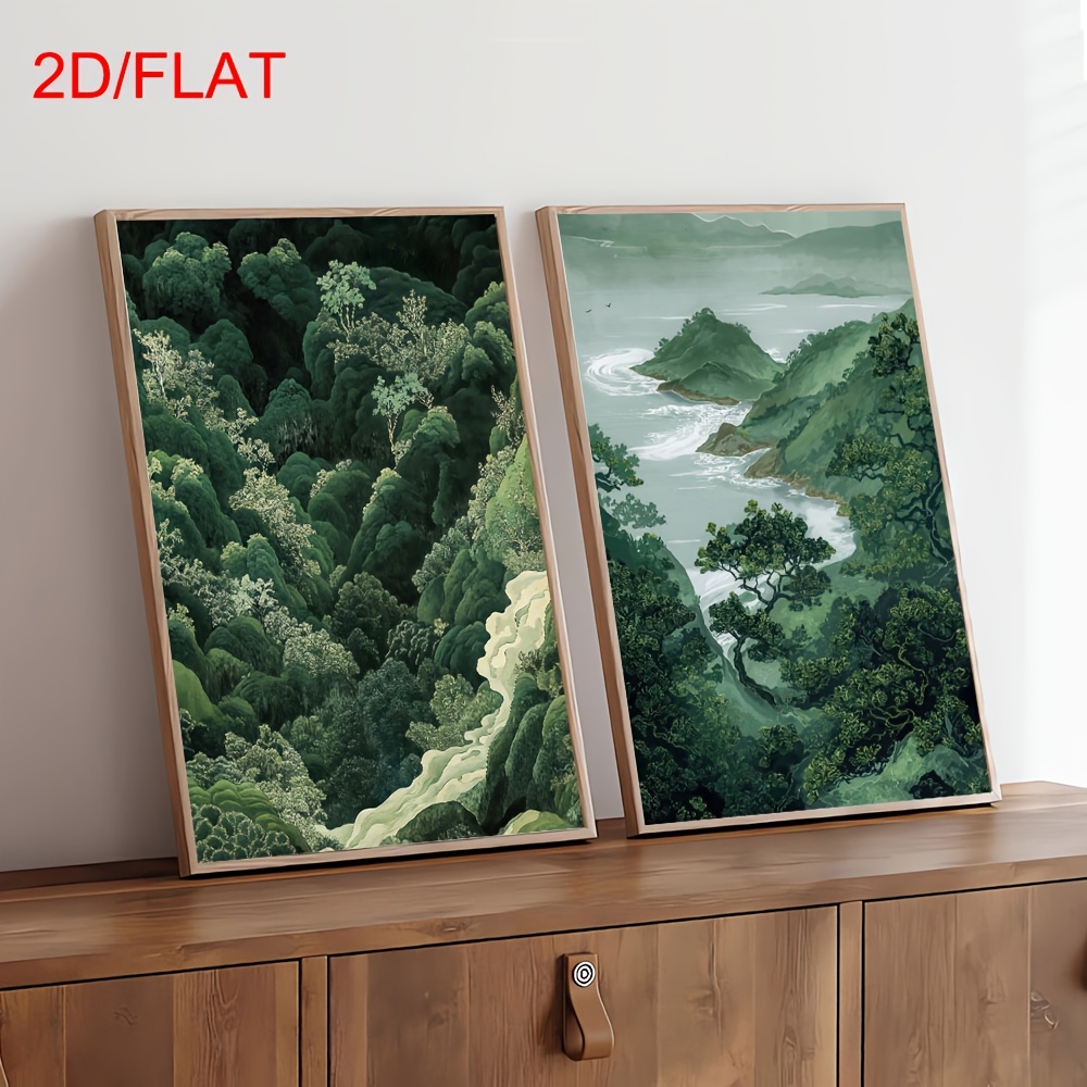 2pcs Modern Green Forest Mount - مراجعة Home Office For Two وسعره