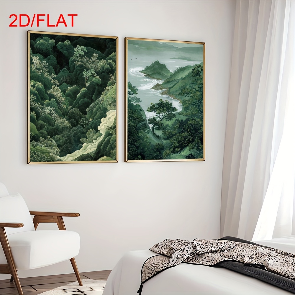 2pcs Modern Green Forest Mount - مراجعة Home Office For Two وسعره