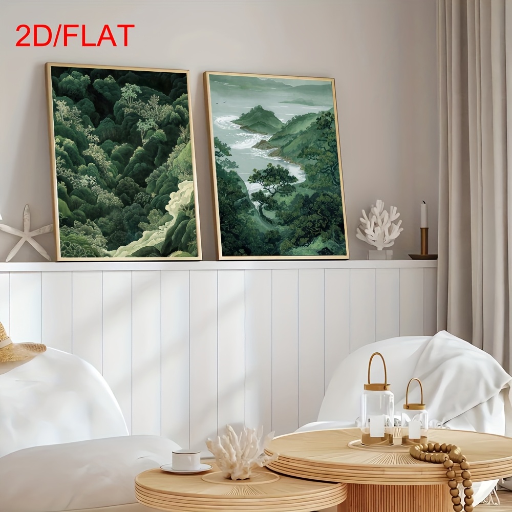 2pcs Modern Green Forest Mount - مراجعة Home Office For Two وسعره