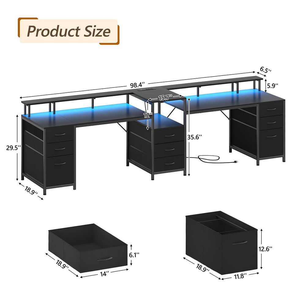 98.4 Long Computer Desk with 9 - مراجعة Home Office For Two وسعره