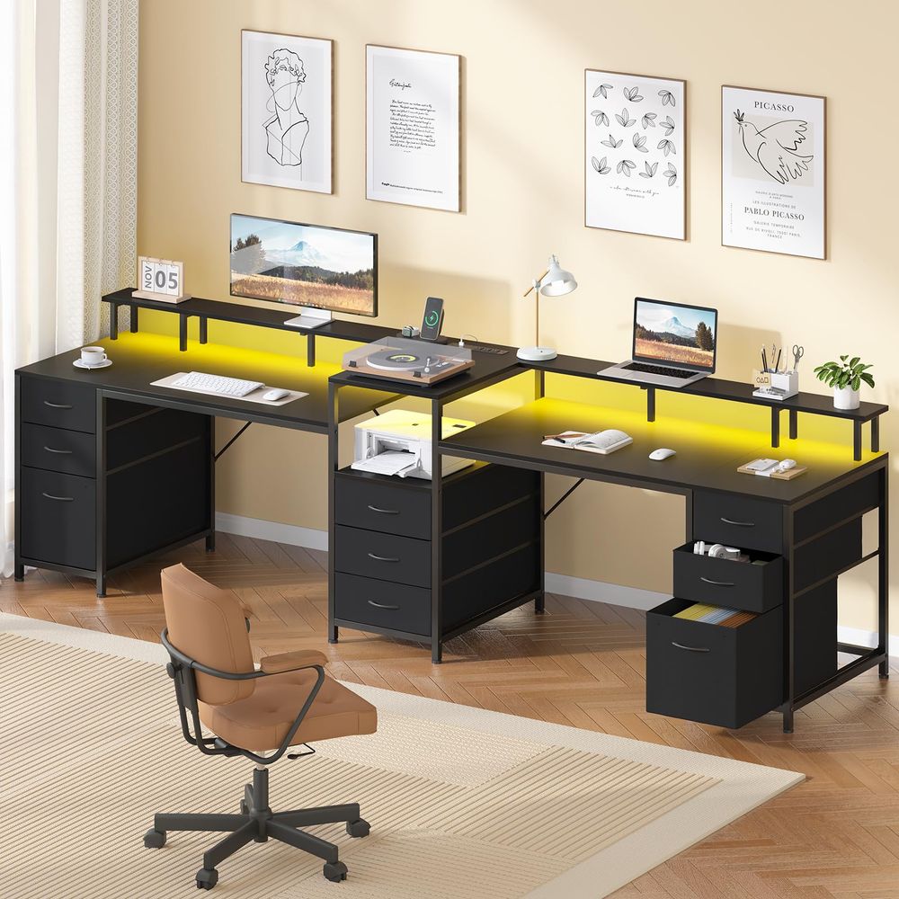 98.4 Long Computer Desk with 9 - مراجعة Home Office For Two وسعره