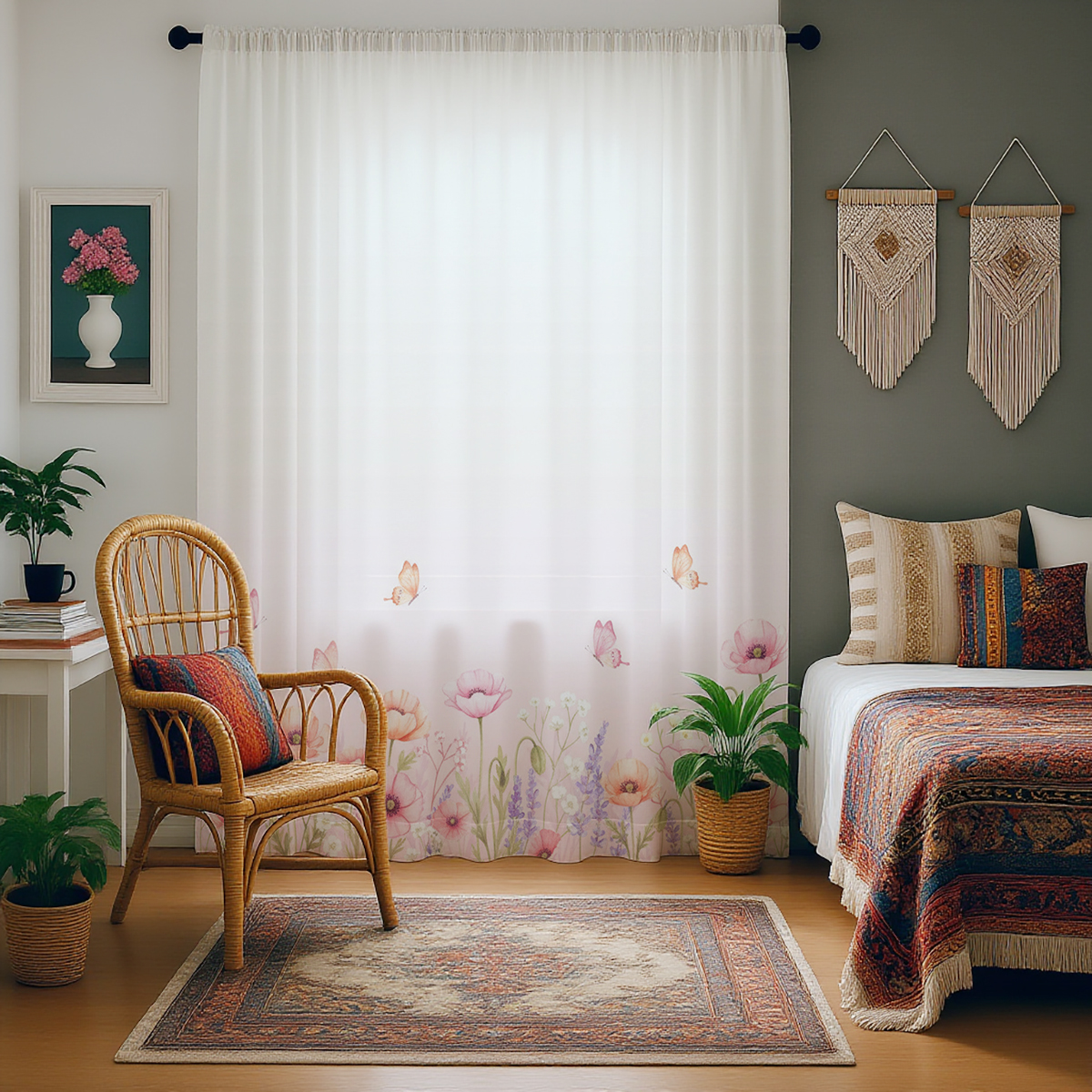 1 PC Poppy Gradient Print Shee - مراجعة Home Office Pc وسعره