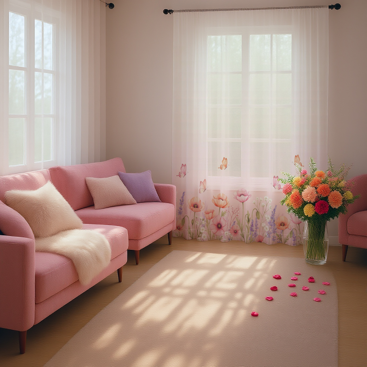 1 PC Poppy Gradient Print Shee - مراجعة Home Office Pc وسعره
